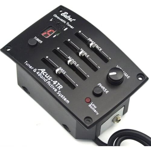Belcat ACUS-4TR Guitar Pickup 4Band EQ with FND Tuner Phase S/W for Anti Feedback 4 Band Equalizer with Chromatic Tuner