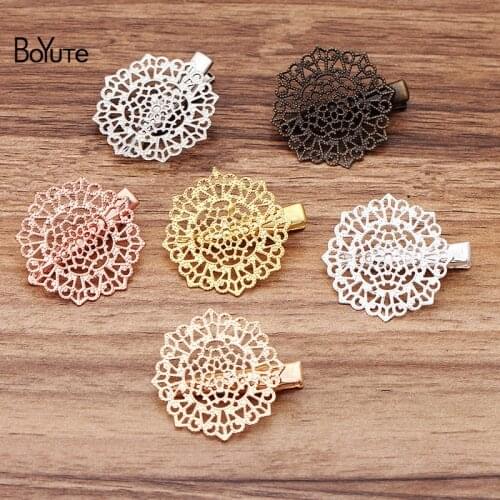 BoYuTe (20 Pieces/Lot) 32MM Filigree Flower Hair Grip Vintage Style Women Hair Accessories Wholesale