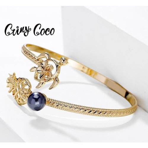 Cring Coco Hawaiian Turtle Bracelet Female Cute Pineapple Cuff Bracelets Valentines Day Gifts 2020 New for Women Charming Party
