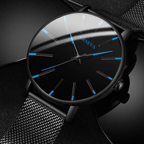 Minimalist Mens Fashion Ultra Thin Watches Simple Men Business Stainless Steel Mesh Belt Quartz Watch Relogio Masculino XFCS