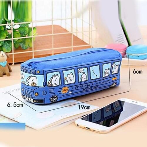 Pencil Case Student Stationery Small Animal Bus Mens and Womens Canvas Stationery Box Pencil Bags School Supplies H-best