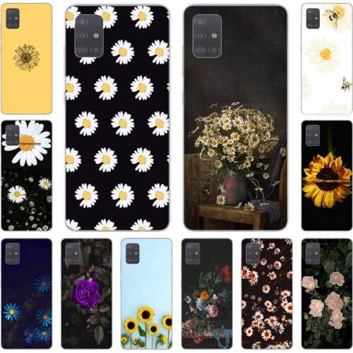 Daisy Cute Bee Sunflower Soft TPU Phone Case for Samsung Galaxy A51 A71 A41 A31 A21S A11 A50 A70 A42 A20 e A30 A40 A10 A80 cover