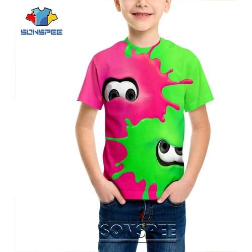 SONSPEE Splatoon Kids Children T-shirts Short Sleeve 3D Print Casual Hip Hop Game Streetwear Boy/Girl Cartoon Tees Tops Shirt