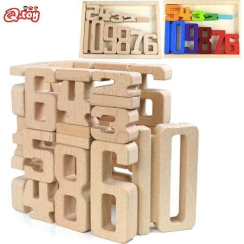 Number Building Blocks Wooden Math Digital Toys Baby Balance Block Toy Montessori Educational Natural Wood Toys for Kids