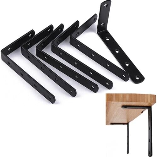2-12pcs Left Steel Thickened Black L-shaped Right Angle Bracket 90 Degree White Shelf Bracket Connector Iron Angle Code Hardware