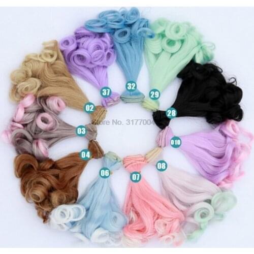 DHL 500pcs 15*100cm DIY Mini Tresses Doll Wig High-Temperature Material Curl Hair Wig For Doll Accessories