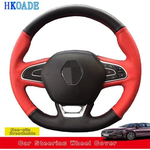 DIY Hand-stitched Genuine Leather Car Steering Wheel Covers For Renault Kadjar Koleos Megane Talisman Scenic Espace 2015-2018