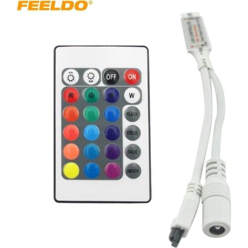 FEELDO 10Set Car 5-24V 6A Mini RGB LED IR Wireless Controller with 24 Keys RGB Remote Control for LED Light Bar Lamp 24 Modes