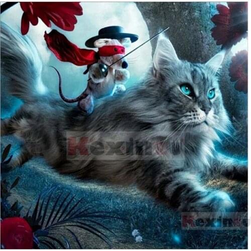 Kexinzu 5D DIY Full Square Drill Diamond Painting"Animal Cat"3D Embroidery Rhinestone Cross Stitch 5D Home Decor Gift K718