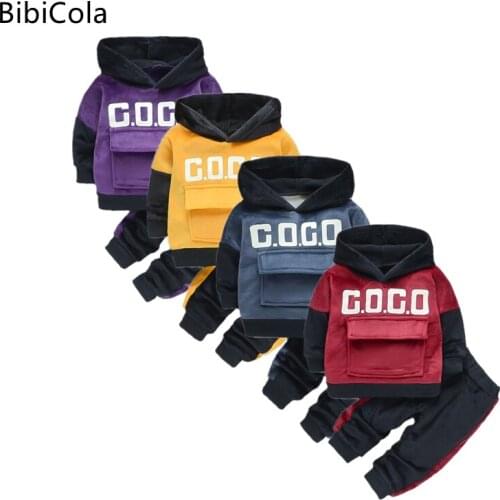 Boys double-sided velvet cartoon spring and autumn suit 1-4 year old baby Korean version of autumn and winter plus velvet letter