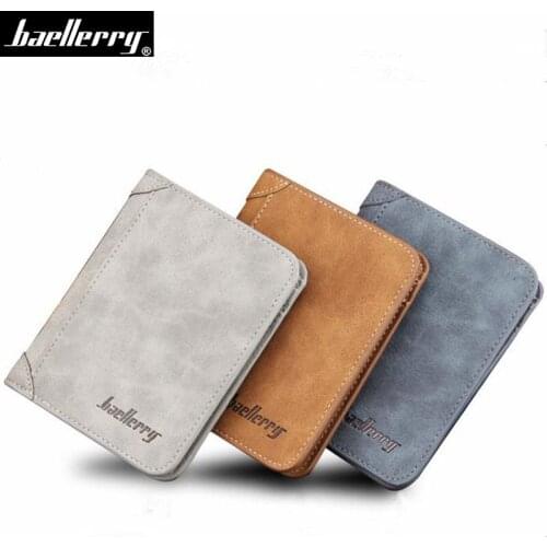 Baellerry Leather Men Wallets Vintage Frosted Wallet Male Clutch Handmade Custom Dollar Price Coin Purse Short Wallet carteira