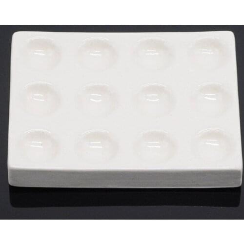 Lab Item 12 Slot Porcelain Mixing Watering Moisturizing Plate Ceramic Palette For Dental Clinic