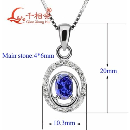 Hot design fashion necklace 925 silver pendant oval shape mulit color with cubic zirconia necklace jewelry