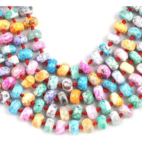 Natural Cut Abacus Colorful Fire Agates Loose Spacer Beads 15''7x12mm For Jewelry Making DIY Necklace Bracelet Accessories