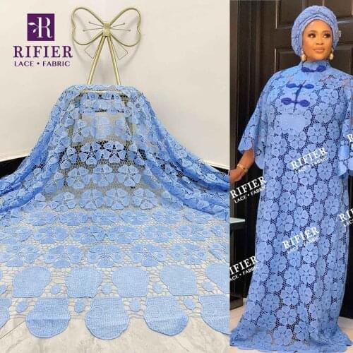 Sky Blue 2.5 Yards Swiss Voile Lace Fabric With Embroidered 2021 Top Quality Women Daily Sewing Dresses Guipure Dry Lace