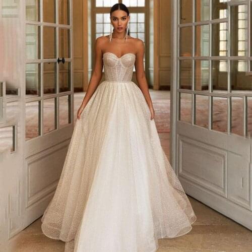 Strapless Ball Gowns Puffy Skirt Wedding Dress Ruched Bodice Chapel Train Bridal Dress vestido noiva princesa