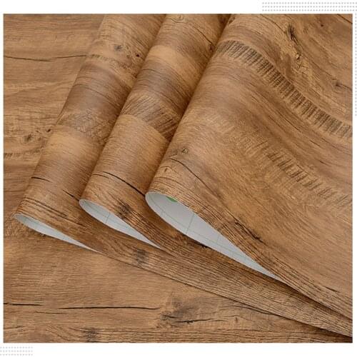 Waterproof Self-adhesive Wood Grain Wallpaper Film Kitchen Cabinet Bedroom Wardrobe Furniture Desktop Renovation Stickers Decor