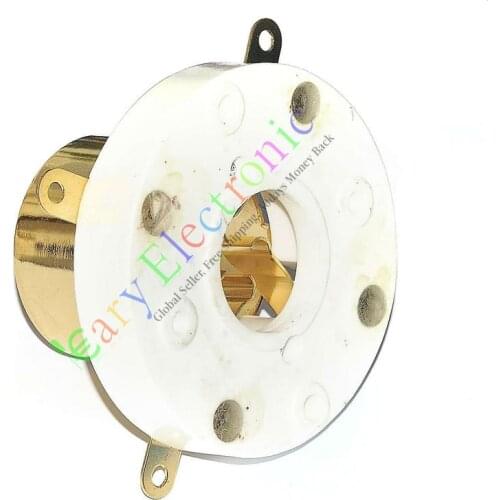 Wholesale and retail 4pc 4Pin GOLD Ceramic vacuum Tube Socket for valve FU5 845 211 805 U4J audio amp free shipping