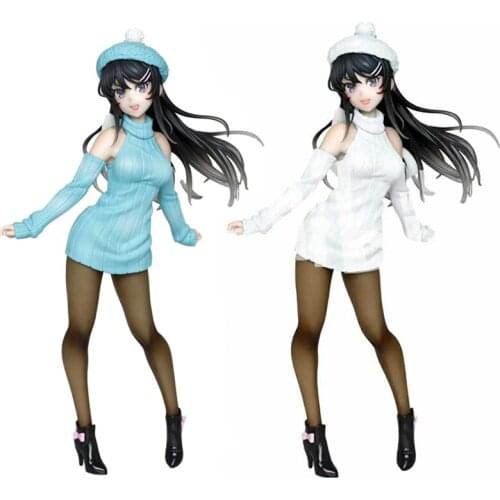 Original Anime Figure 20cm Sakurajima Mai Knit Dress Action Figure PVC Model Doll Decoration Toy Childrens Birthday Gift