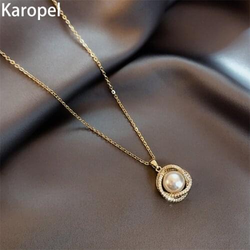 Karopel Design Sense Whirlpool Pearl Bird Nest Short Necklace for Woman Jewelry Party Girl Luxury Clavicle Chain Jewelry Gift