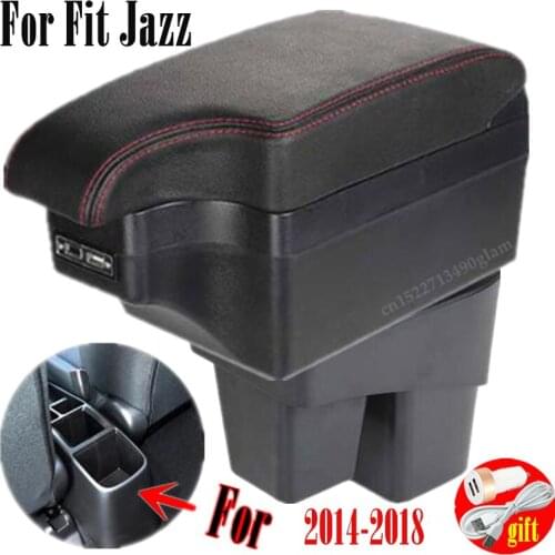Arm rest box For Honda Fit Jazz 2014-2018 Center Centre Console Storage Box armrest PU Leather with cup holder 2015 2016 2017