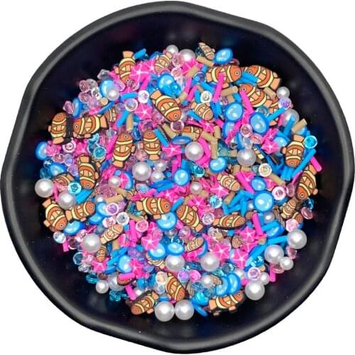 50g Mixed Fish Starfish Shape Slices Polymer Clay Sprinkles for Slimes Filling Nails Art DIY Phone Decoration Accessories