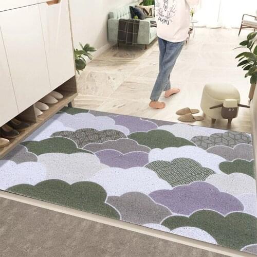 Stripe Design Entrance Hallway Doormat Kitchen Bath Bedroom Living Room Carpet PVC Silk Loop Anti-slip Mat Custom Home Door Mat
