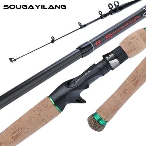 Sougayilang1.8M 2.1M 2.4M 2.7M Portable Telescopic Fishing Rod Carbon Fiber Cork Wood Handle Spinning/Casting Fishing Rod Tackle