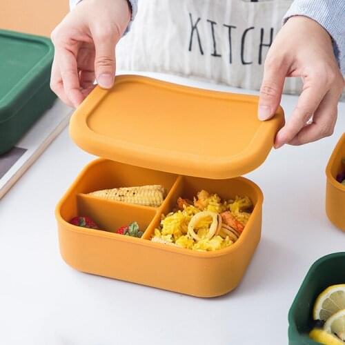 Portable Silicone Lunch Box Microwavable Food Storage Container Bento Box For Kids Adult Picnic Food Box