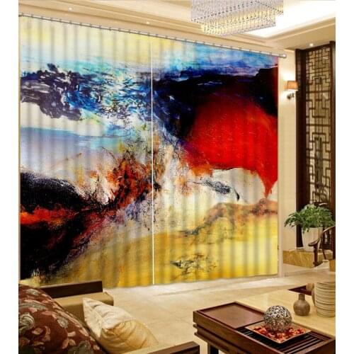 Luxury Blackout 3D Window Curtains For Living Room Bedroom Customized size colorful wave curtains