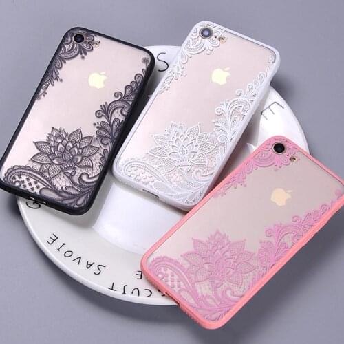 Luxury Retro Lace Flower Phone Case Soft Ultra Thin Fashion Sexy Back Protective Cover Case for iPhone 8 / 8Plus