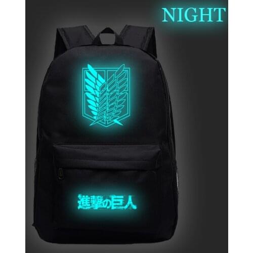Anime Attack on Titan Luminous Backpack Men/Women Canvas Traveling Bags Laptop Backpack Boys Girls Daily School Bag Mochila