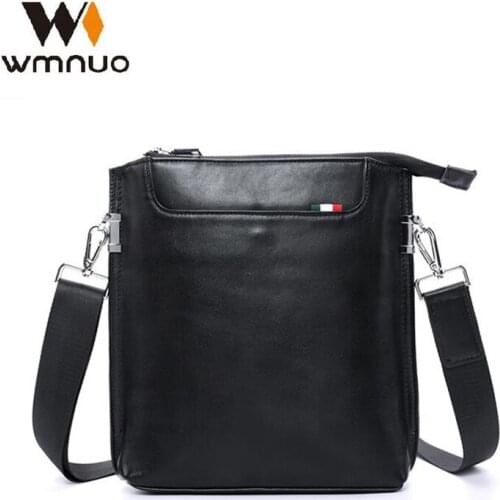 Wmnuo Shoulder Bag Men Vertical Cow Original Leather Mens Bag Business Black Solid Crossbody Bag For Male Ipad Phone Bags