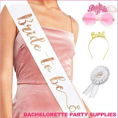 Wedding Decorations Rose Gold Bride to Be Satin Ribbon Sash Bridal Shower Bachelorette Party Girl Hen Party Decoration Supplies