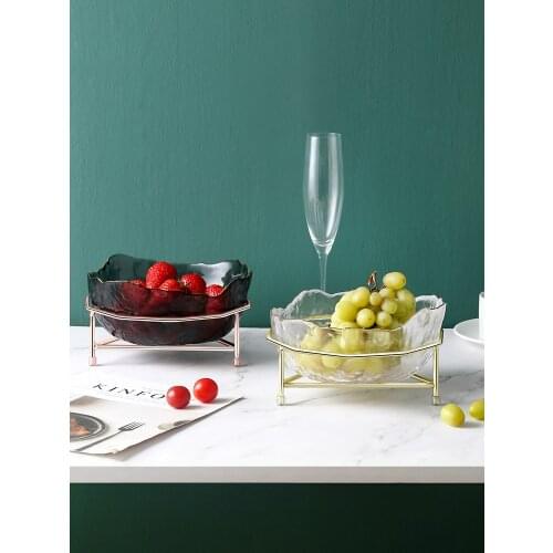 Light luxury glass fruit plate Nordic style living room snack plate modern home candy tray candy buffet stand tray decorative