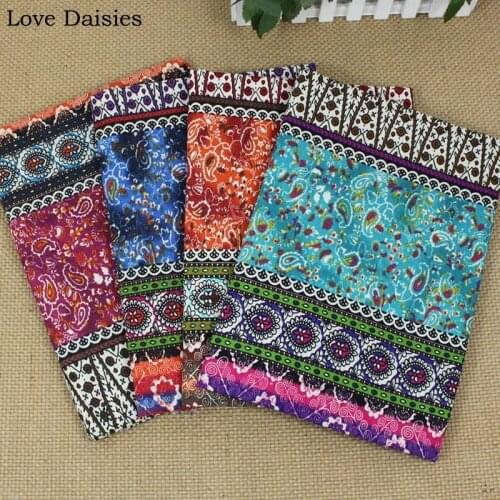 Cotton/Linen Textile BLUE GREEN FUCHSIA ORANGE Paisley Stripe Flower Fabrics for Tablecloth Curtain Apparel Dress Handwork Craft