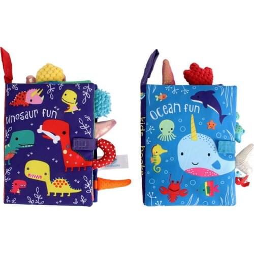 Baby Early Education Cloth Book Parent Child Interaction Sound Paper Cartoon Tail Tear Proof Dinosaur Marine Animal Children Toy