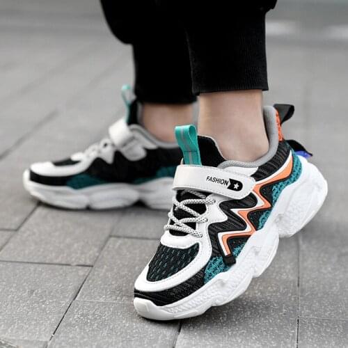 High-quality childrens shoes spring 2021 new boys' shoes lightweight and breathable flying woven fashion casual sports shoes