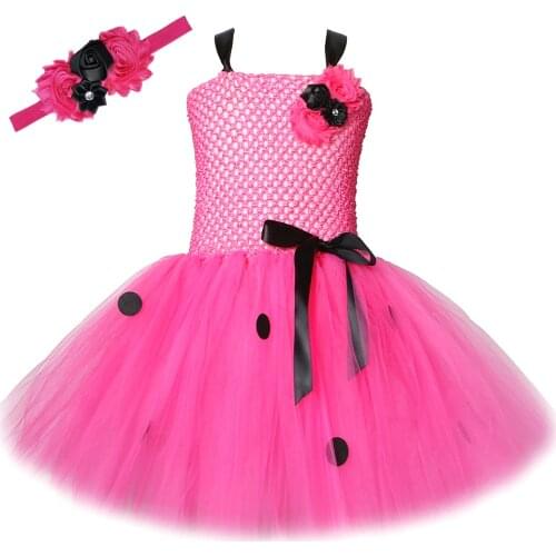 Hot Pink Watermelon Tutu Dress for Baby Girls Strawberry Costume Toddler Kids Fruits Party Dresses with Hairband Child Outfit