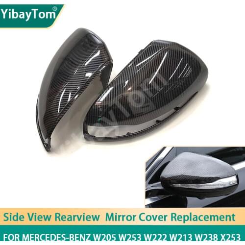 Carbon Fiber Pattern Side Mirror Cover Cap Replacement For Mercedes-Benz C S E GLC W205 W253 W222 W213 W238 X253 only for LHD