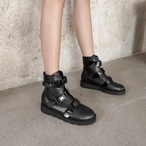 Punk boots bottes femmes platform boot fall shoes women ankle boots winter high heel shoes motorcycle boots women fashion LJB200
