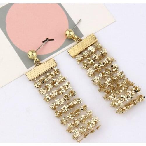 2018 Fashion Jewelry Gold Sexy Invisible Country Sequin Earrings Wild Trend Bohemian Earrings Female Statement Long Earrings