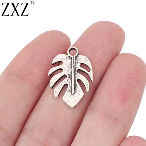 ZXZ 20pcs Tibetan Silver Tone Tropical Palm Leaf Charms Pendants Beads for Necklace Bracelet Earring DIY Jewelry Making Findings