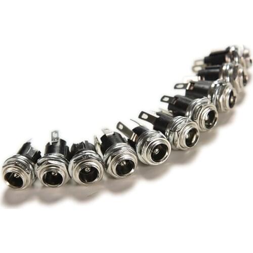 10 Pcs 0.5A 30V DC Power Supply Jack Socket Female Panel Mount Connector 5.5mm*2.1mm 3 Terminal Type DC Power Plug Converter