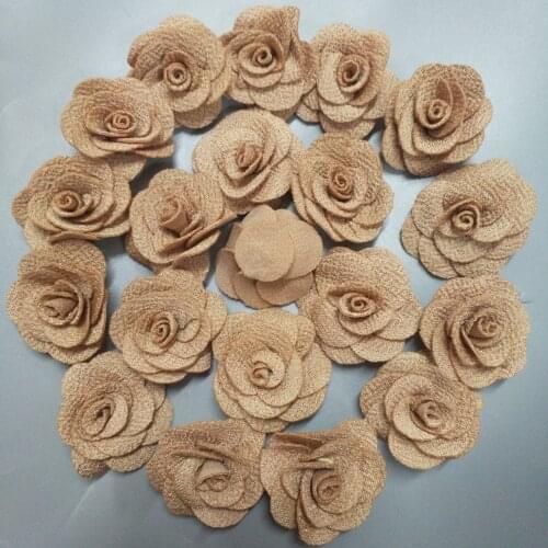 100Pieces/Bag Khaki DIA 4CM Fabric Rose Flower Handmade Flowers Hand DIY Material Roses Wedding Bouquet Hair Cloth Accessories