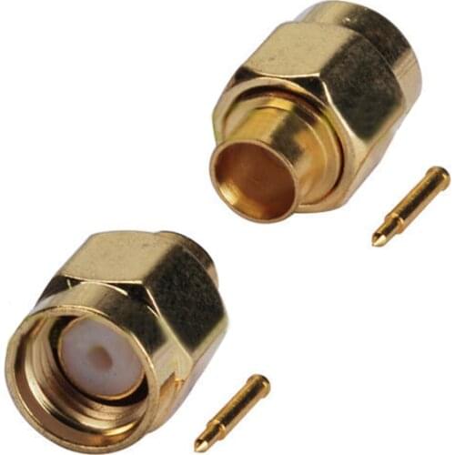 10x SMA male plug solder RF Coax connector for semi-rigid RG402 0.141 inch cable Gold