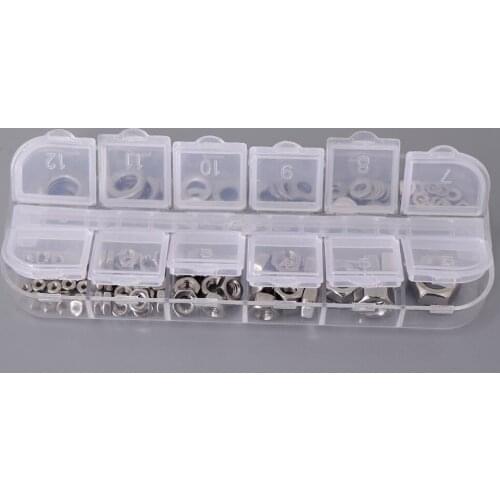 [137PCS]M2,M3,M4,M5,M6,M8 Hex Nuts Flat Washer Assortment Kit with Storage Box