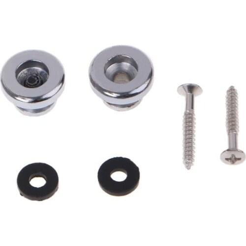 2 Chrome Strap Button Locks Washer Screws Replacement Part For Mandolin Guitar
