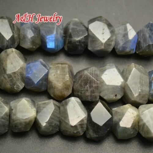 2pcs Rainbow and Gray Color Natural Labradorite 12x18mm Block Strand Loose Beads For Jewelry Making Materials