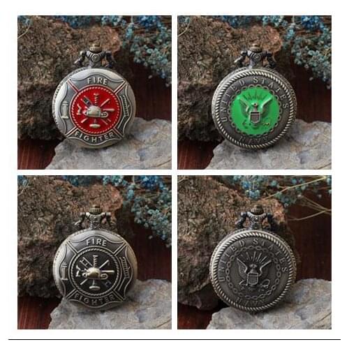 2020 Hot United States Navy Firefighter Full Hunter Pocket Watch Necklace Chain steampunk pocket watches
